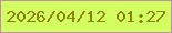 文字の大きさ：2、枠の色：be8da6、背景の色：d3ff61、文字の色：88840b 無料ブログパーツのブログ時計
