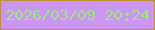 文字の大きさ：5、枠の色：be8e2e、背景の色：cb95f2、文字の色：9ee87f 無料ブログパーツのブログ時計