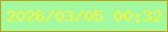 文字の大きさ：1、枠の色：be9f20、背景の色：a3f99d、文字の色：faf436 無料ブログパーツのブログ時計