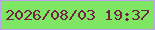 文字の大きさ：5、枠の色：bea2f0、背景の色：7ee662、文字の色：722245 無料ブログパーツのブログ時計