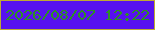 文字の大きさ：4、枠の色：beab32、背景の色：5712ef、文字の色：2c9024 無料ブログパーツのブログ時計