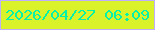文字の大きさ：3、枠の色：beaffb、背景の色：d9f229、文字の色：08f1ab 無料ブログパーツのブログ時計