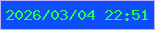 文字の大きさ：4、枠の色：beb0fd、背景の色：0e4df9、文字の色：20f862 無料ブログパーツのブログ時計