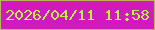 文字の大きさ：4、枠の色：beb45e、背景の色：cf1bbe、文字の色：bfee4d 無料ブログパーツのブログ時計