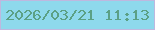 文字の大きさ：5、枠の色：beb8df、背景の色：8ed9ec、文字の色：5ba085 無料ブログパーツのブログ時計