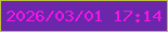 文字の大きさ：1、枠の色：bec13c、背景の色：6a27aa、文字の色：f515e6 無料ブログパーツのブログ時計