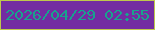 文字の大きさ：3、枠の色：bec84d、背景の色：732ca2、文字の色：18a38d 無料ブログパーツのブログ時計