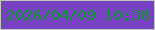 文字の大きさ：2、枠の色：becbbb、背景の色：7742c2、文字の色：0a9a30 無料ブログパーツのブログ時計