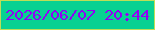 文字の大きさ：1、枠の色：bede57、背景の色：08d192、文字の色：9201f5 無料ブログパーツのブログ時計