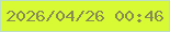 文字の大きさ：3、枠の色：bedec3、背景の色：d7fa35、文字の色：878c52 無料ブログパーツのブログ時計