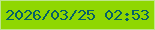 文字の大きさ：5、枠の色：bee58c、背景の色：8fd702、文字の色：056167 無料ブログパーツのブログ時計
