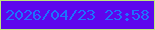 文字の大きさ：4、枠の色：bee77b、背景の色：5e06ec、文字の色：1c72fe 無料ブログパーツのブログ時計