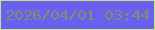 文字の大きさ：3、枠の色：bee978、背景の色：6a5fef、文字の色：7e906e 無料ブログパーツのブログ時計