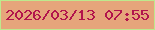 文字の大きさ：1、枠の色：bee98d、背景の色：e6a57b、文字の色：b2144c 無料ブログパーツのブログ時計