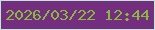 文字の大きさ：4、枠の色：bee9d7、背景の色：742d7f、文字の色：86bc3d 無料ブログパーツのブログ時計