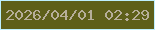 文字の大きさ：2、枠の色：beeffe、背景の色：5e5f19、文字の色：b6ae99 無料ブログパーツのブログ時計