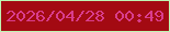 文字の大きさ：5、枠の色：bef5b3、背景の色：a30a12、文字の色：d93d8d 無料ブログパーツのブログ時計