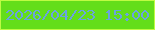文字の大きさ：4、枠の色：befb43、背景の色：63de1a、文字の色：6aa3e0 無料ブログパーツのブログ時計