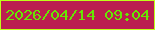 文字の大きさ：4、枠の色：beff19、背景の色：bb1e50、文字の色：66e702 無料ブログパーツのブログ時計