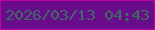 文字の大きさ：4、枠の色：bf02a2、背景の色：690c8b、文字の色：3d6c63 無料ブログパーツのブログ時計
