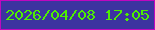 文字の大きさ：5、枠の色：bf07bf、背景の色：3c33a0、文字の色：4eef01 無料ブログパーツのブログ時計
