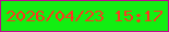 文字の大きさ：1、枠の色：bf098e、背景の色：13ee12、文字の色：fa391e 無料ブログパーツのブログ時計