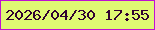 文字の大きさ：1、枠の色：bf11d3、背景の色：dff973、文字の色：310131 無料ブログパーツのブログ時計