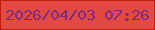 文字の大きさ：4、枠の色：bf1b0a、背景の色：e34943、文字の色：7c2986 無料ブログパーツのブログ時計