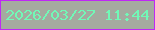 文字の大きさ：4、枠の色：bf28f5、背景の色：a5aaa0、文字の色：71f9b7 無料ブログパーツのブログ時計