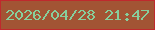 文字の大きさ：5、枠の色：bf292d、背景の色：a25434、文字の色：87cf9c 無料ブログパーツのブログ時計