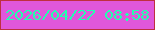 文字の大きさ：2、枠の色：bf2f40、背景の色：e057db、文字の色：22ffaf 無料ブログパーツのブログ時計