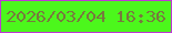 文字の大きさ：3、枠の色：bf37d4、背景の色：4cf71c、文字の色：78793e 無料ブログパーツのブログ時計