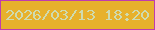 文字の大きさ：4、枠の色：bf3cae、背景の色：e7b12c、文字の色：cfdbb0 無料ブログパーツのブログ時計