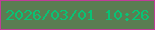 文字の大きさ：3、枠の色：bf3d98、背景の色：5a7d52、文字の色：08c375 無料ブログパーツのブログ時計