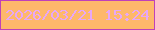 文字の大きさ：5、枠の色：bf41b9、背景の色：feb86b、文字の色：e7a7f6 無料ブログパーツのブログ時計