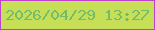 文字の大きさ：2、枠の色：bf41cf、背景の色：c7df56、文字の色：72bd6d 無料ブログパーツのブログ時計