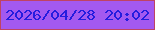 文字の大きさ：5、枠の色：bf4364、背景の色：a359f0、文字の色：251cde 無料ブログパーツのブログ時計