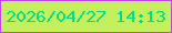 文字の大きさ：4、枠の色：bf45e9、背景の色：c4f05d、文字の色：09dc87 無料ブログパーツのブログ時計