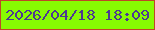 文字の大きさ：5、枠の色：bf4726、背景の色：87fb02、文字の色：4d3892 無料ブログパーツのブログ時計