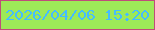 文字の大きさ：5、枠の色：bf4c7a、背景の色：9de958、文字の色：44bcff 無料ブログパーツのブログ時計