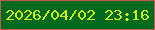文字の大きさ：2、枠の色：bf5c50、背景の色：016a1c、文字の色：cbf313 無料ブログパーツのブログ時計
