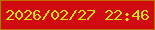 文字の大きさ：3、枠の色：bf6e03、背景の色：d00a0f、文字の色：d7e015 無料ブログパーツのブログ時計