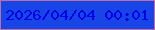 文字の大きさ：5、枠の色：bf6ea1、背景の色：1845e5、文字の色：0101e9 無料ブログパーツのブログ時計