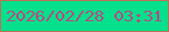文字の大きさ：5、枠の色：bf6f54、背景の色：05e08d、文字の色：b64a82 無料ブログパーツのブログ時計
