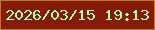 文字の大きさ：4、枠の色：bf7a30、背景の色：861b0a、文字の色：a5fcbe 無料ブログパーツのブログ時計