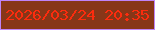 文字の大きさ：3、枠の色：bf83f7、背景の色：873618、文字の色：fc2c0e 無料ブログパーツのブログ時計