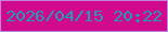 文字の大きさ：4、枠の色：bf85df、背景の色：d1098c、文字の色：1e9eaf 無料ブログパーツのブログ時計