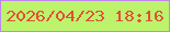 文字の大きさ：5、枠の色：bf85f0、背景の色：bdf36b、文字の色：e34e3a 無料ブログパーツのブログ時計