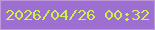 文字の大きさ：2、枠の色：bf96da、背景の色：9d6fd1、文字の色：ccf04d 無料ブログパーツのブログ時計