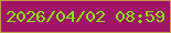 文字の大きさ：4、枠の色：bf9b45、背景の色：a11569、文字の色：87e500 無料ブログパーツのブログ時計
